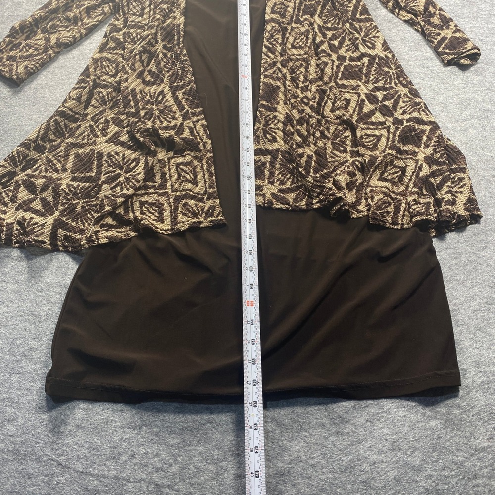 R&M Richards Womens Brown Geometric Mock Jacket Dress Size 10 Midi Layered Look - Picture 4 of 7